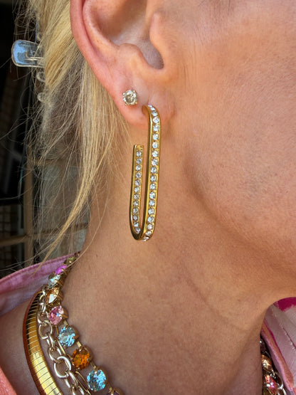 Chic CZ Line Rectangle Hoop