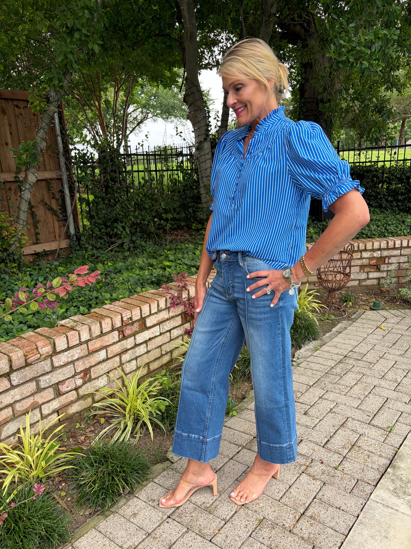 FT. Worth Blue and White Striped Blouse