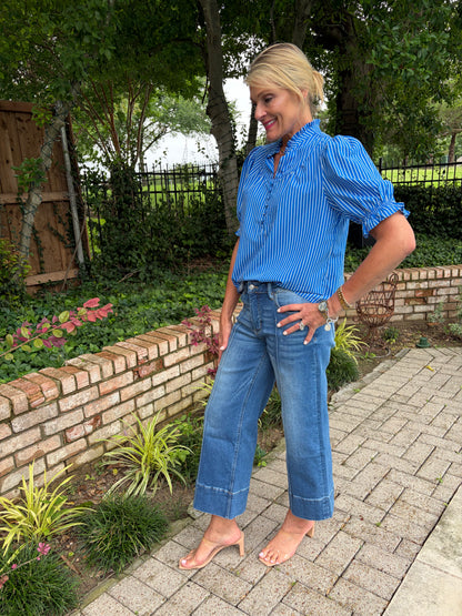 FT. Worth Blue and White Striped Blouse