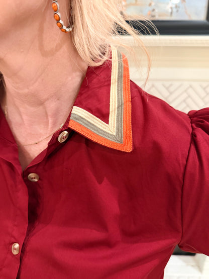 Burgundy Stitch Blouse