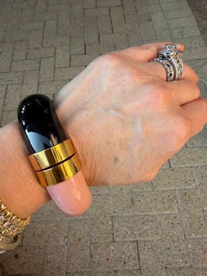 Modern Pink and Black Bangle