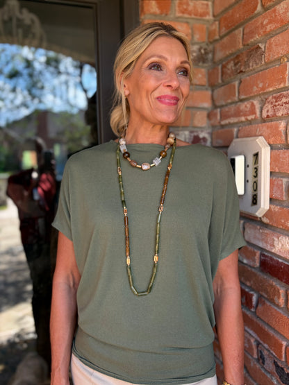 Ollie Olive Green & Brown Necklace