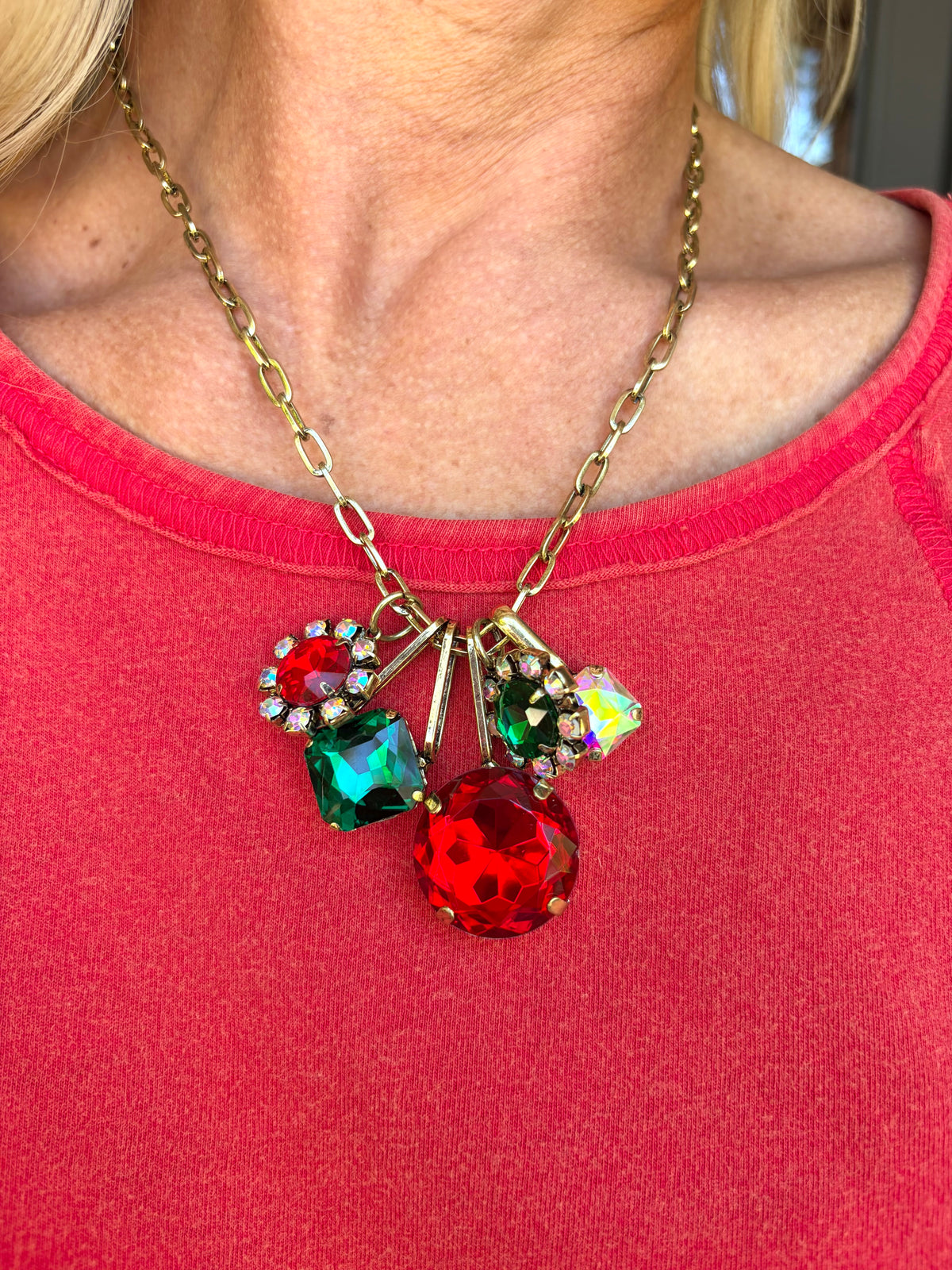 Charmed Necklace- Red, Green and White