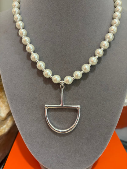 Pearl and Bit Elegance Necklace -Silver