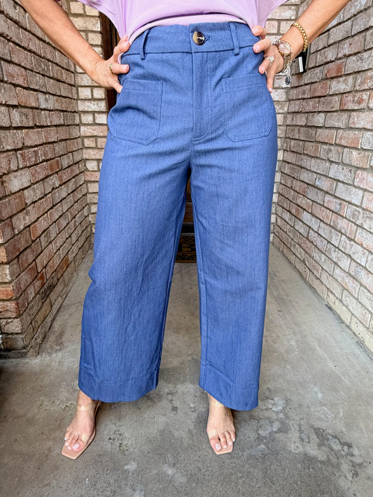 Classic Structured Pant- Light Indigo
