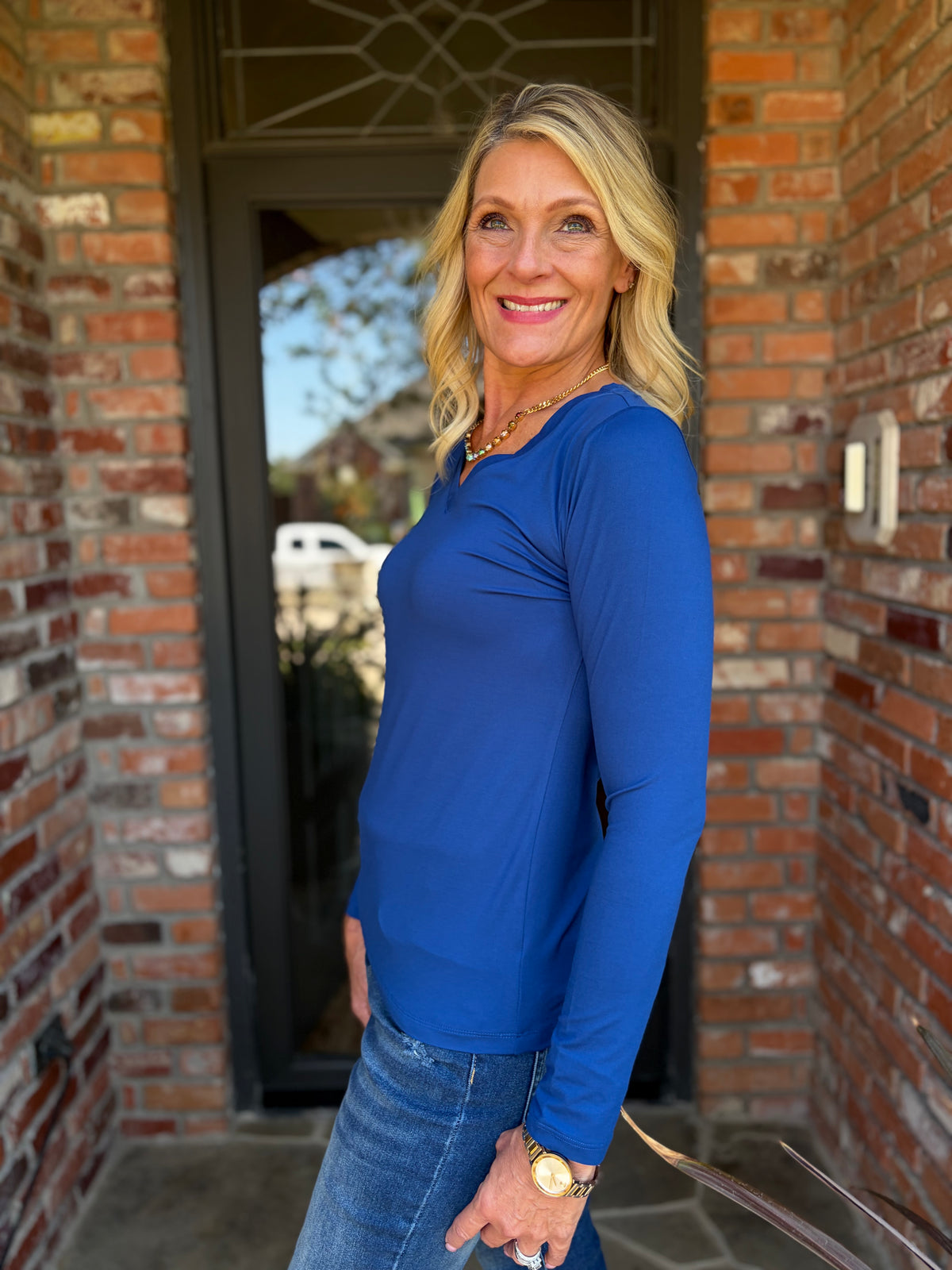 True Blue V Neck Tee