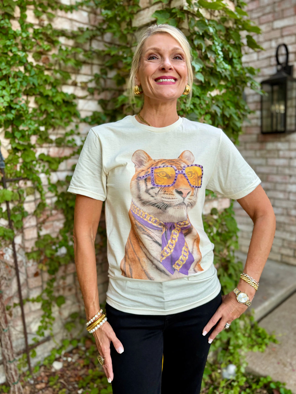 Bougie Tiger Game Day Cream Tee