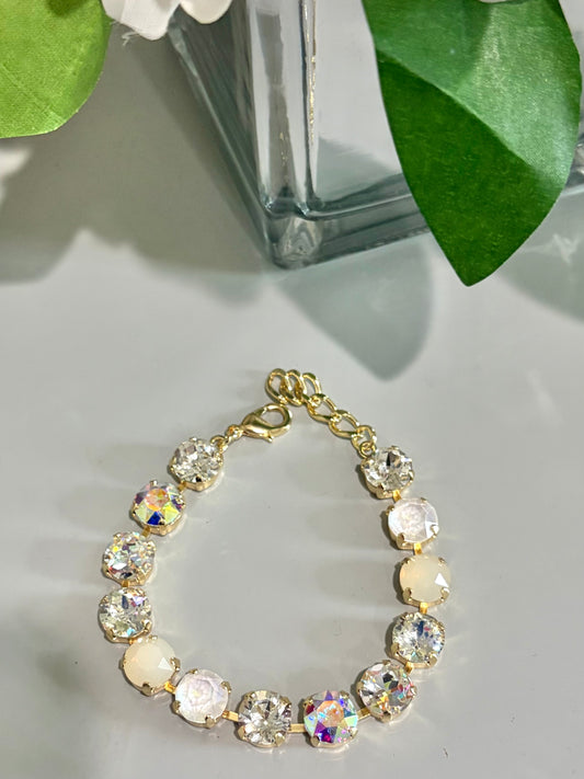 Gold Neutral Crystal and Matt Rhinestone Bracelet