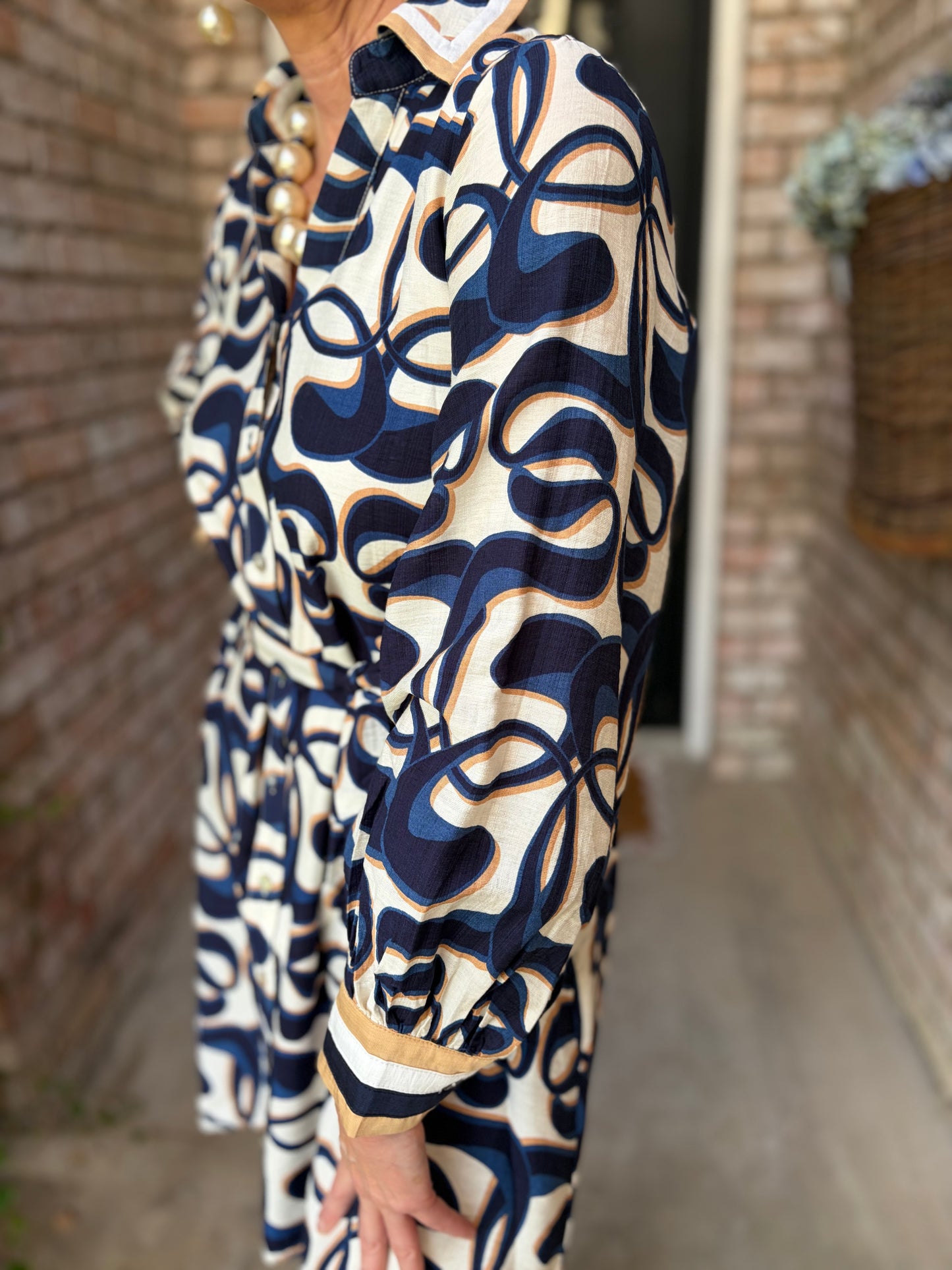 Sophia Navy Swirl Dress