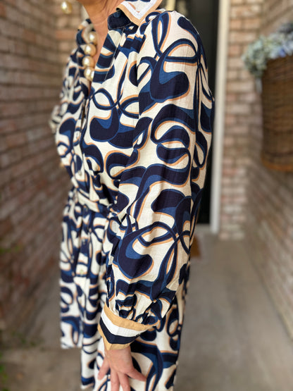 Sophia Navy Swirl Dress