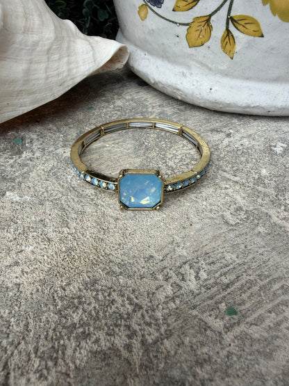 Single Stone Stretch Bracelet- Denim Blue
