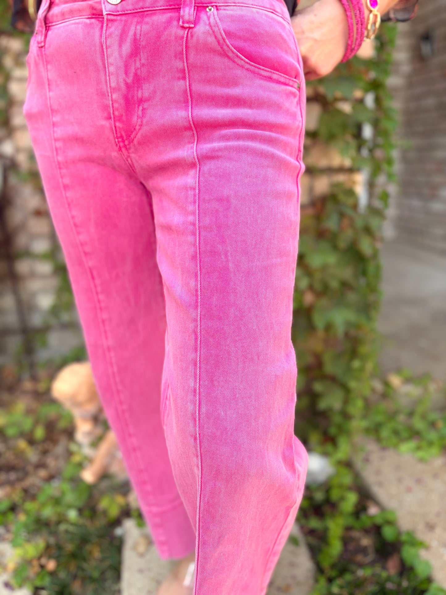 Hot Pink Wide Leg Denim