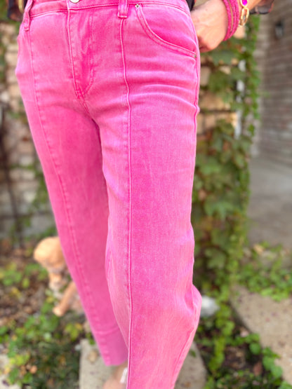 Hot Pink Wide Leg Denim