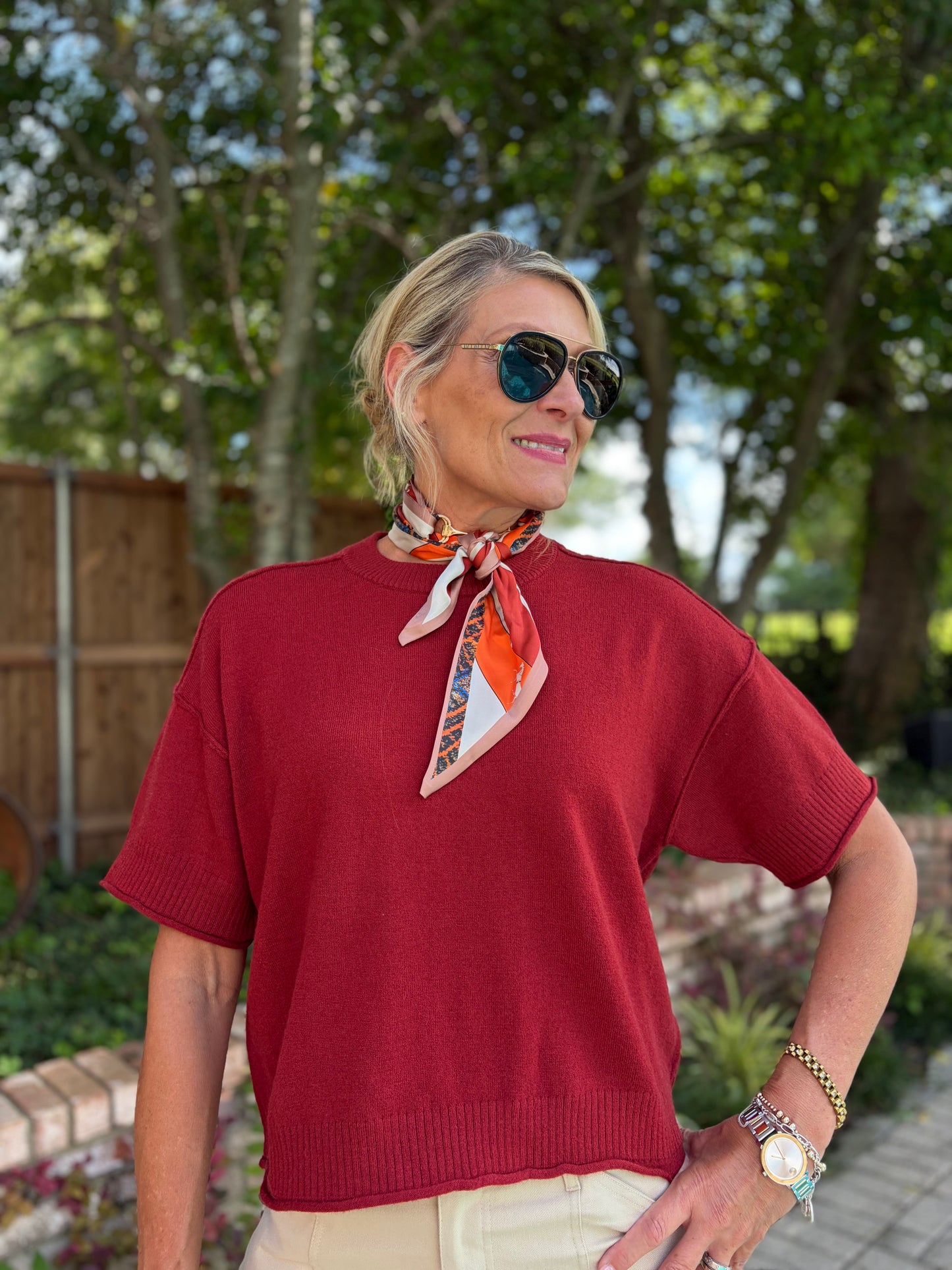Randi Rust Exposed Seam Sweater