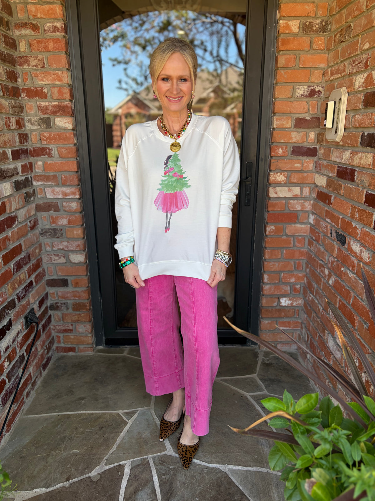 Pink Christmas Tree Girl SweatShirt