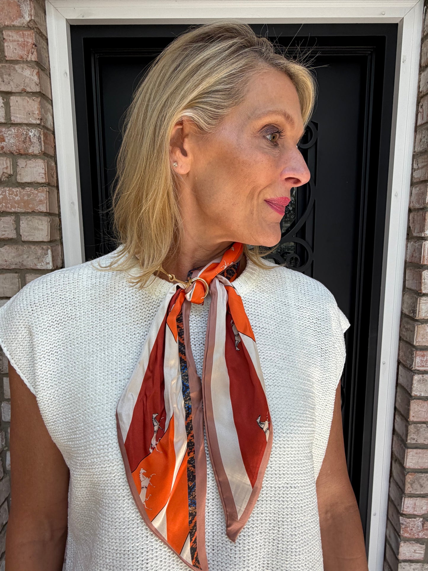 Bit & Bow Scarf Necklace-Orange