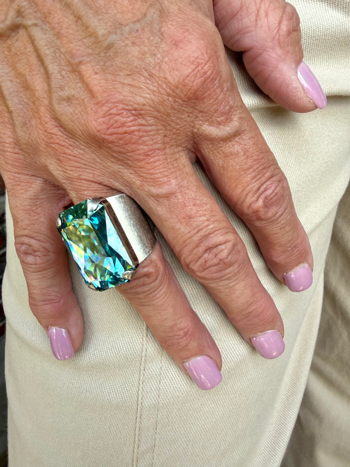Tova Mini Soleil Ring- Aqua
