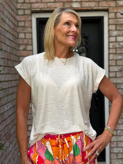 simple natural beige short sleeve tee 
