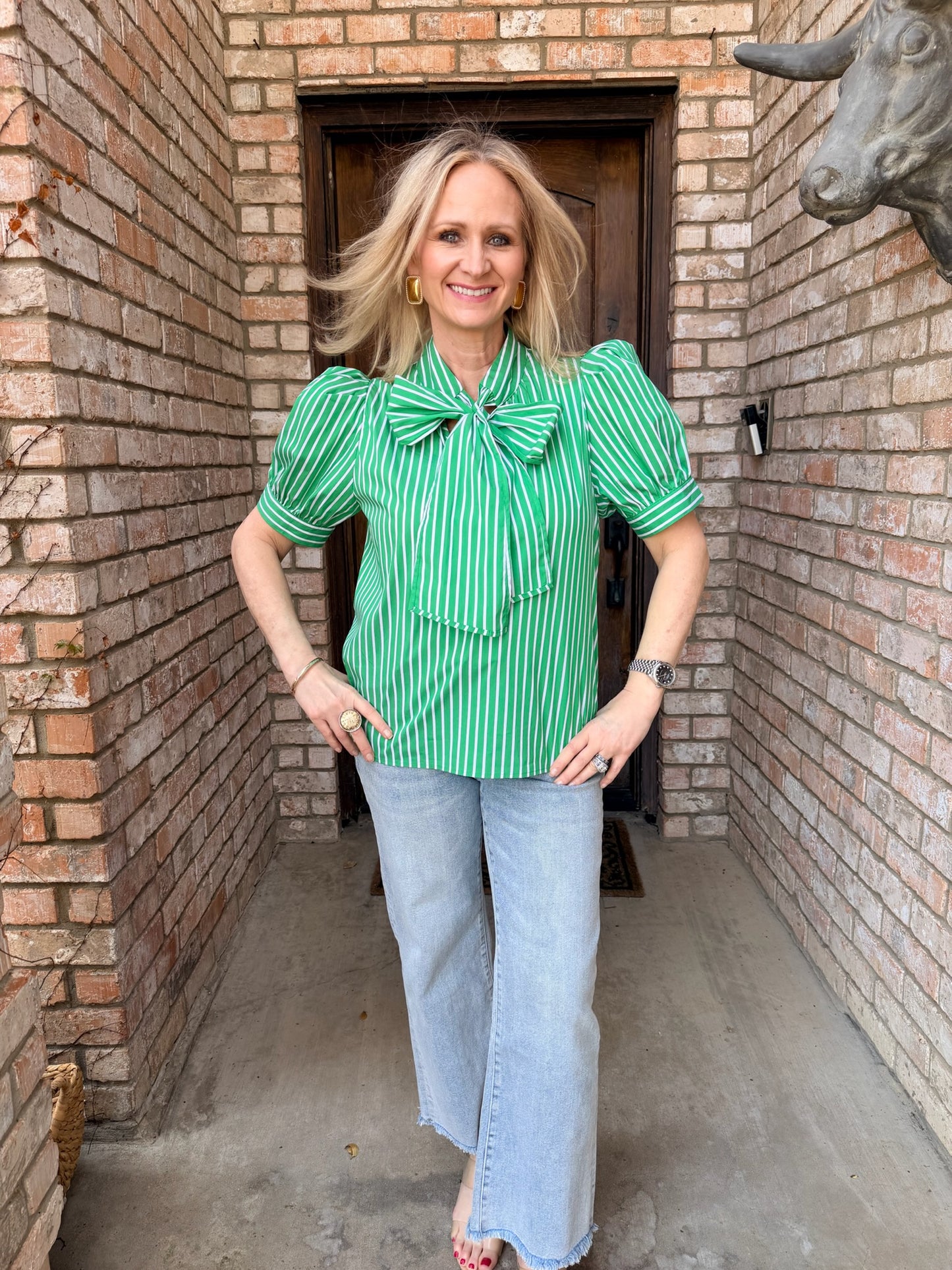 Ginny Green Bow Blouse
