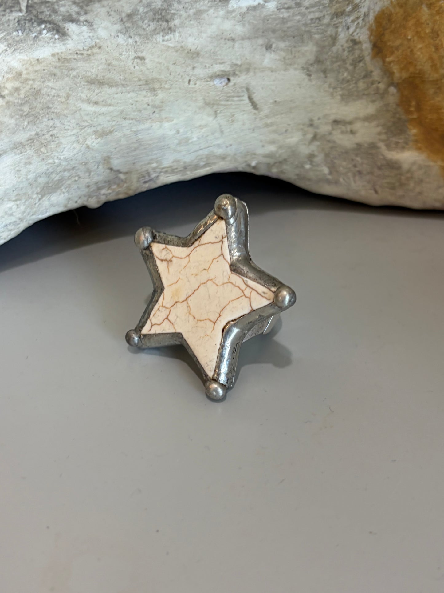 White Howlite Star Ring