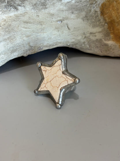 White Howlite Star Ring