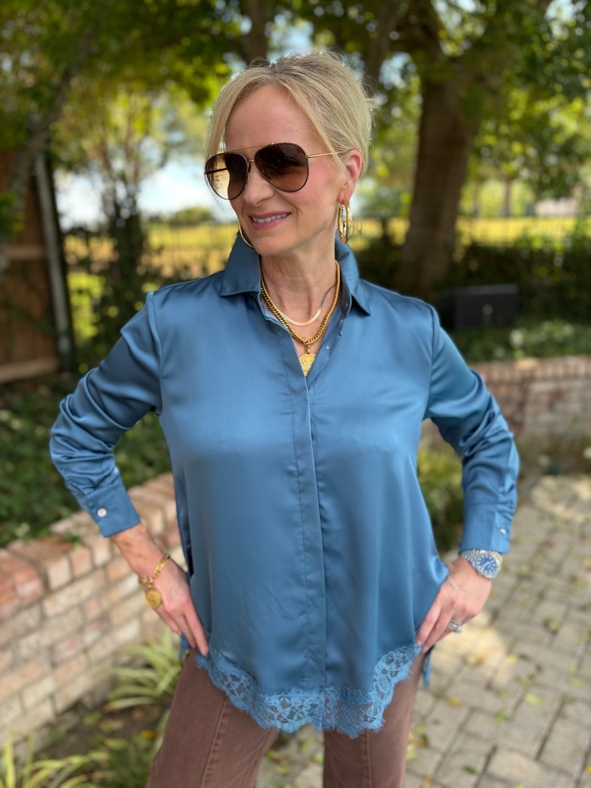 Sadie Steel Blue Blouse