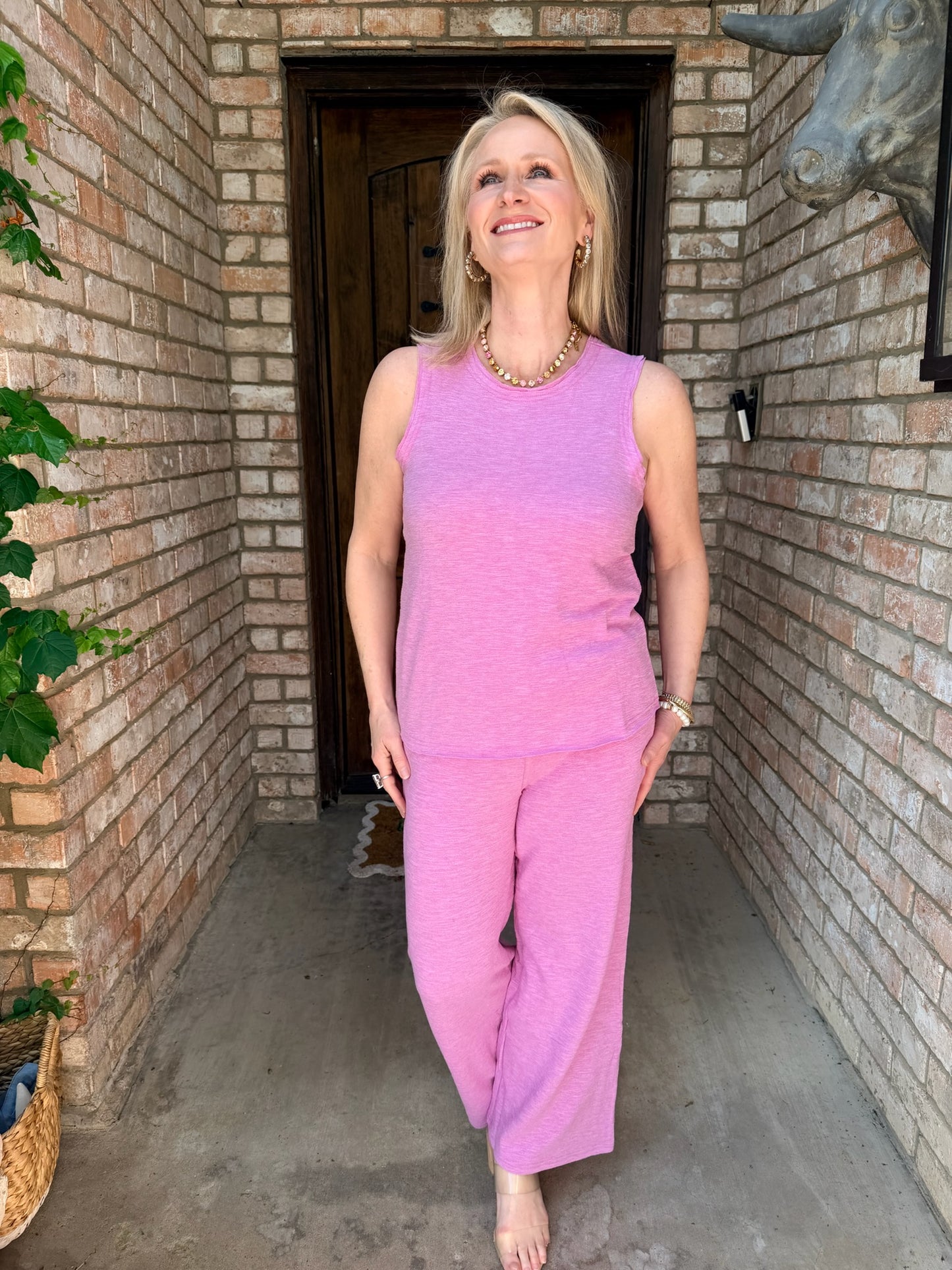 Posy Pink Sleeveless Pant Set