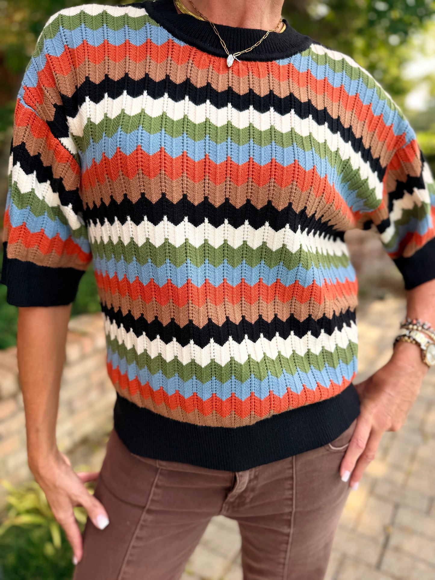 Fall in Full Color Chevron Striped Sweater