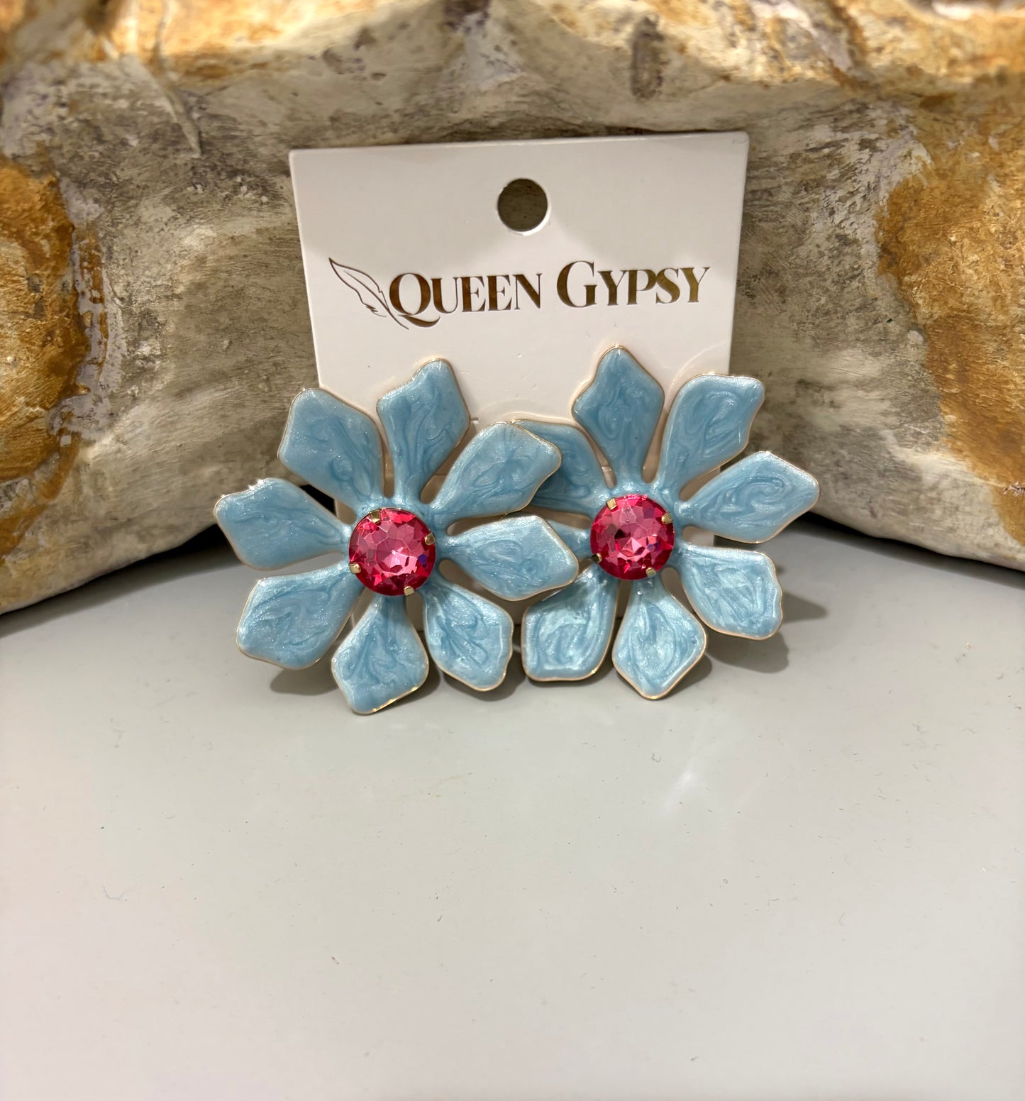 Blue Pop Flower Earrings