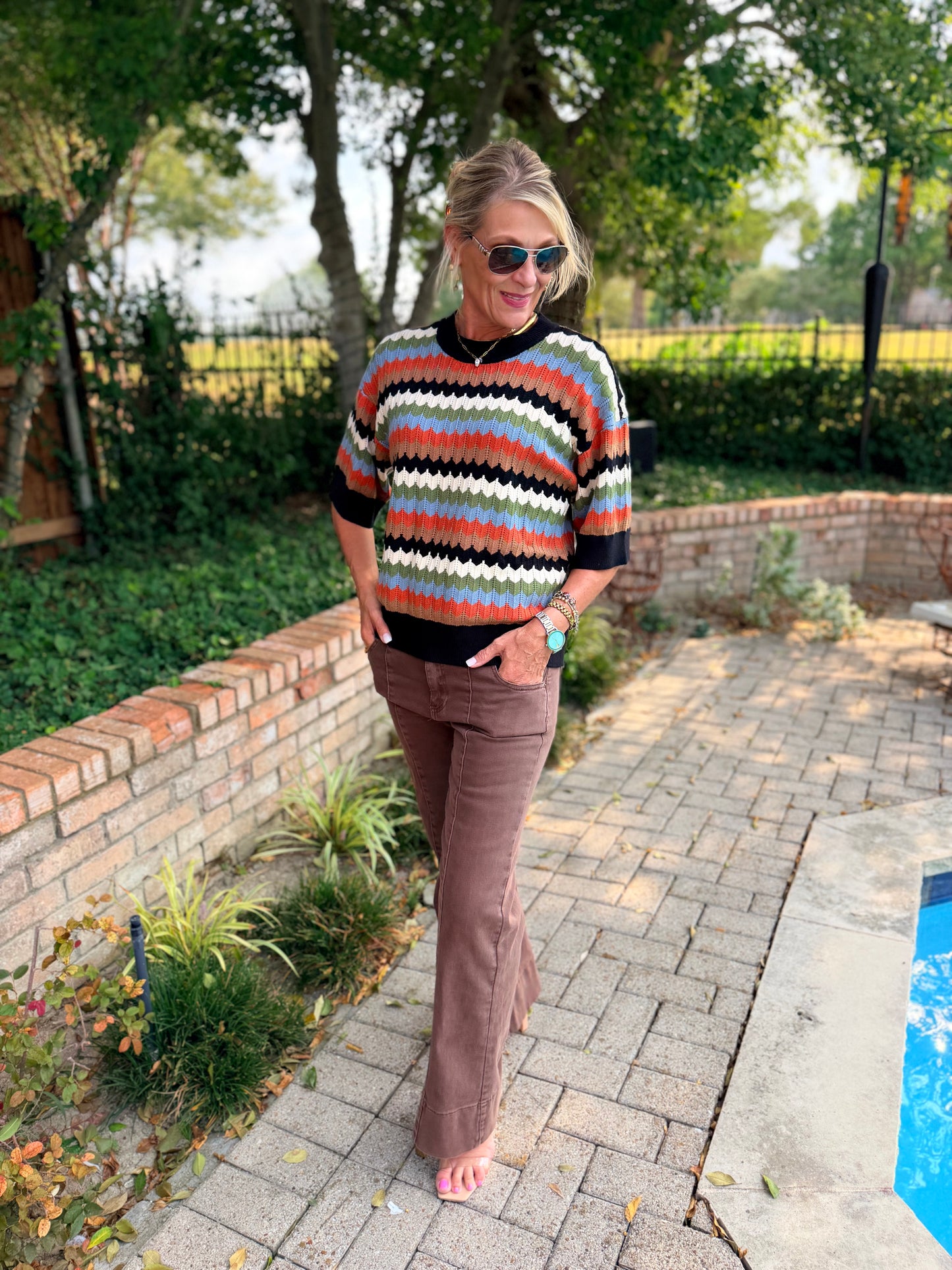 Fall in Full Color Chevron Striped Sweater