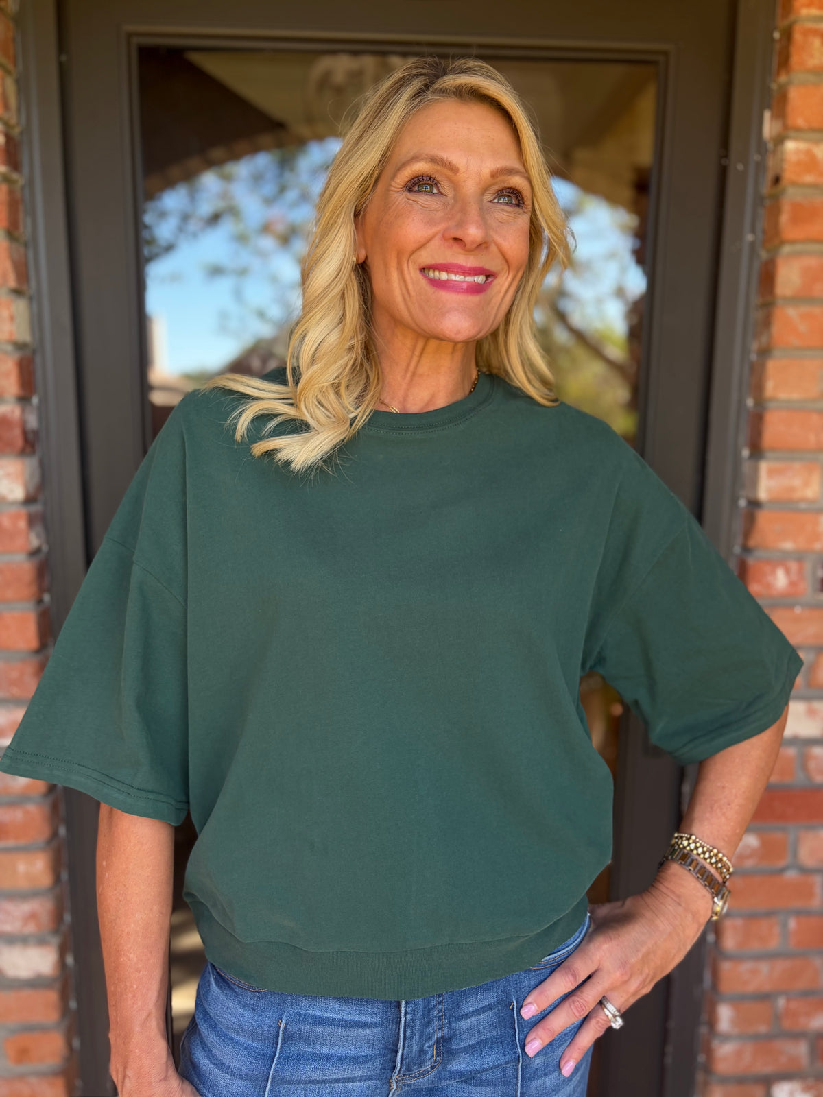 Going Casual Top- Dark Green