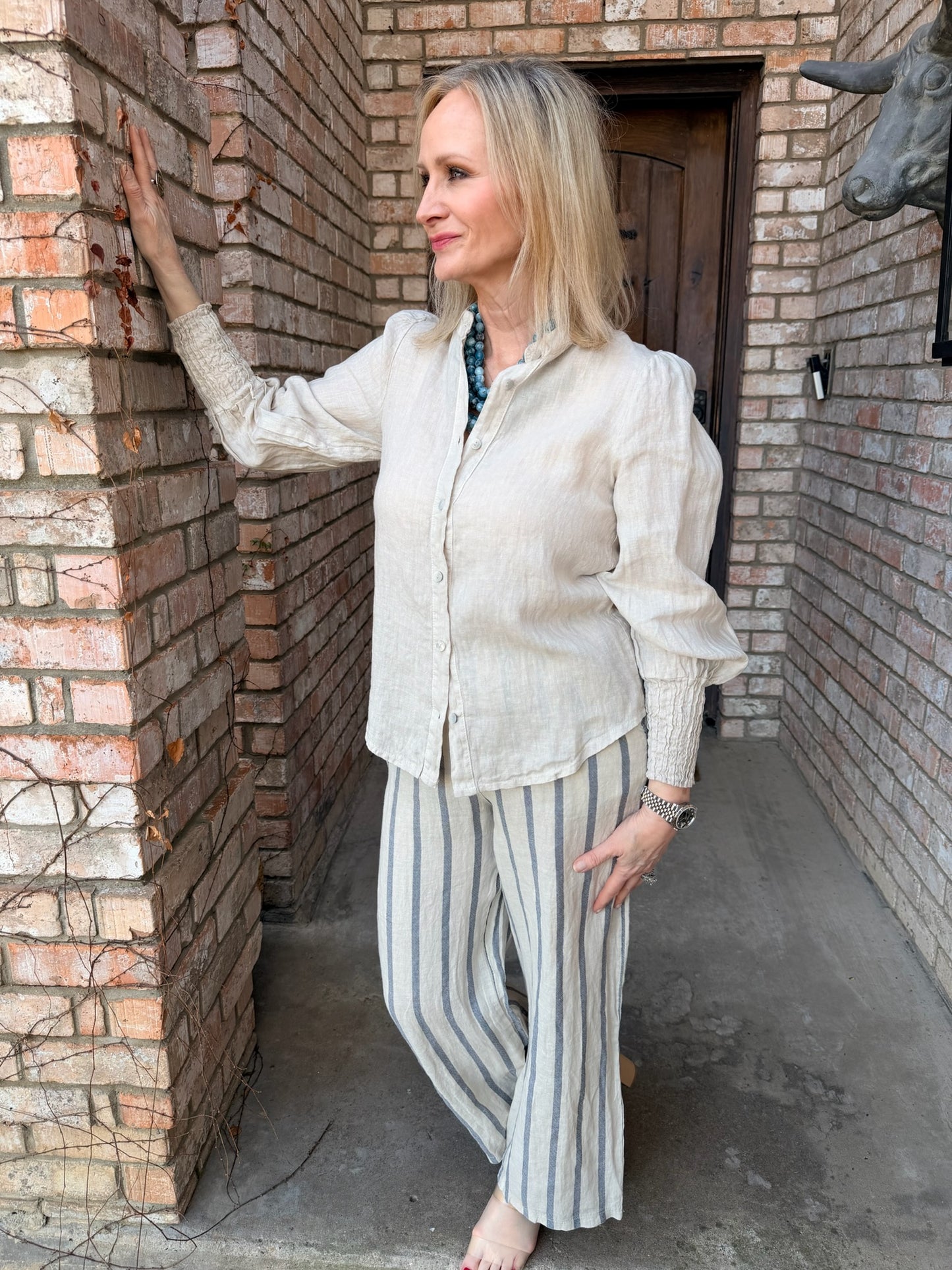 Linen Weekend Striped Pant