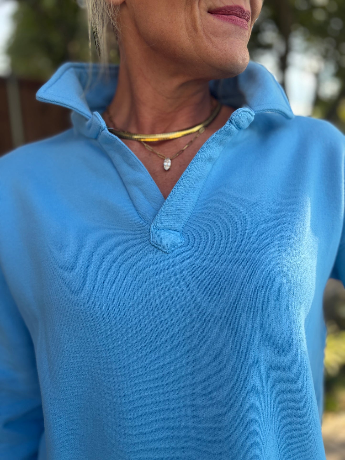 Malibu Vintage Henley Pullover- Blue