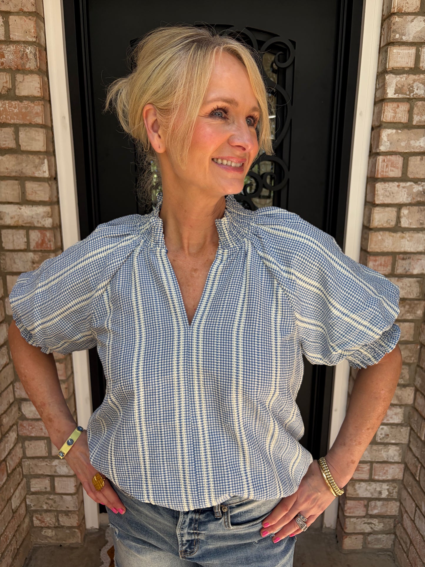 Blue Haven Checked Blouse