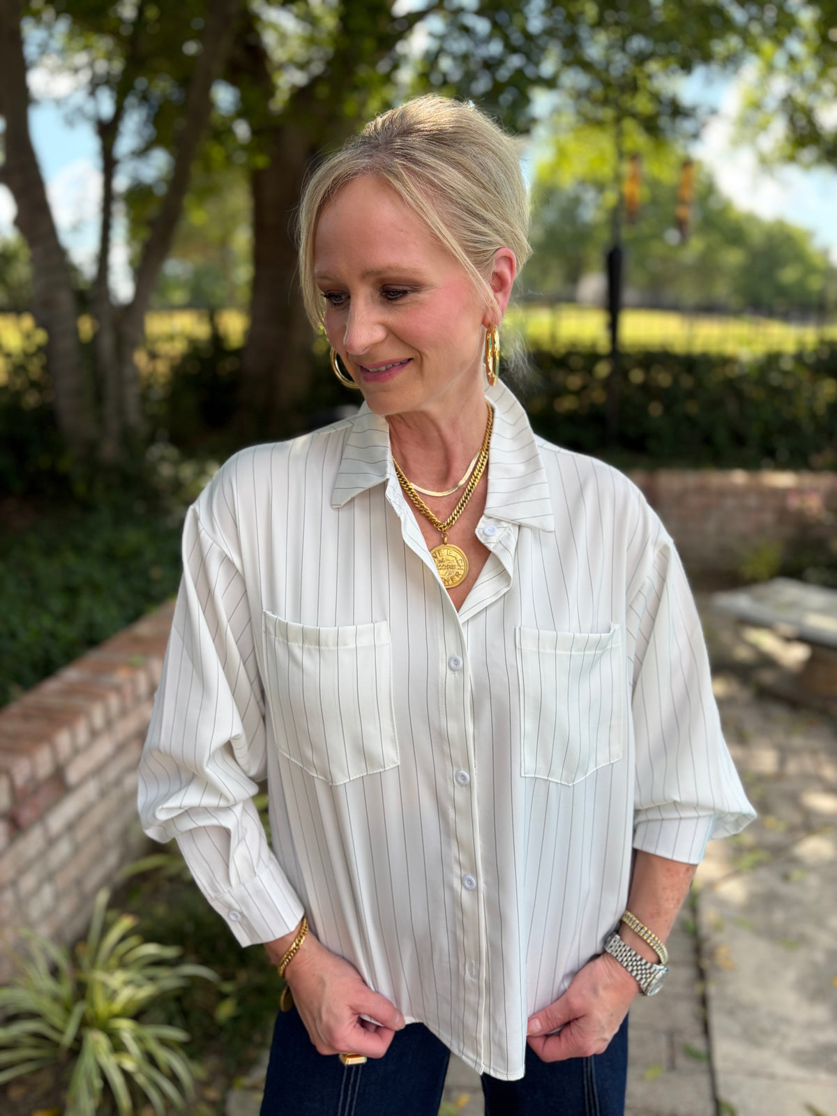 So Chic Striped Blouse