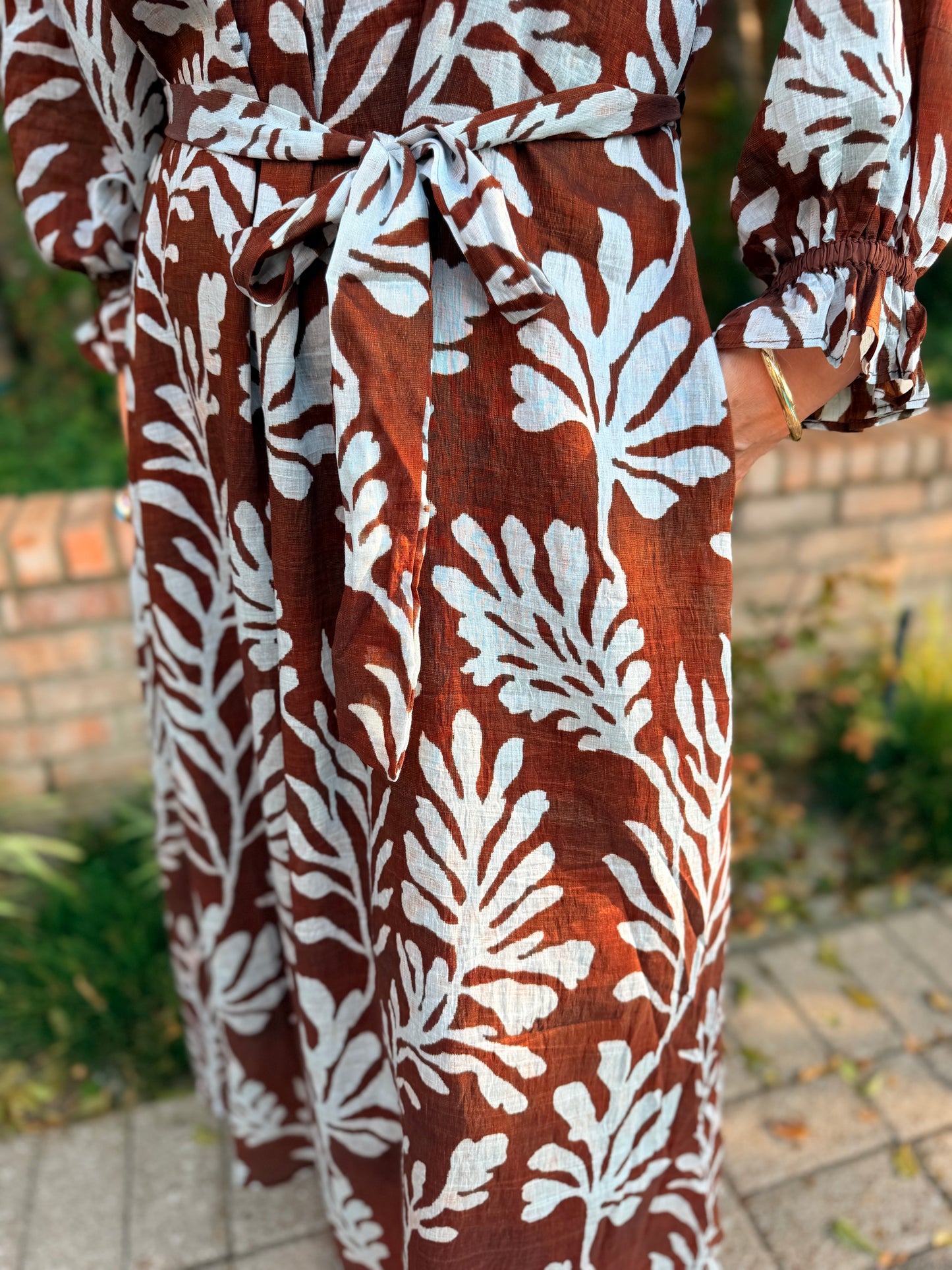 Mocha and Blue Floral Dress