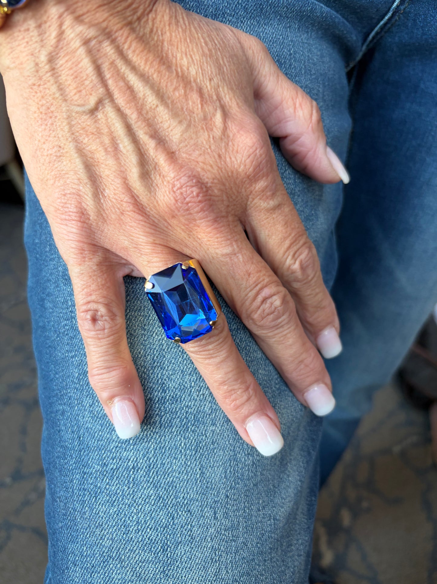 Grand Glam Crystal Ring- Sapphire