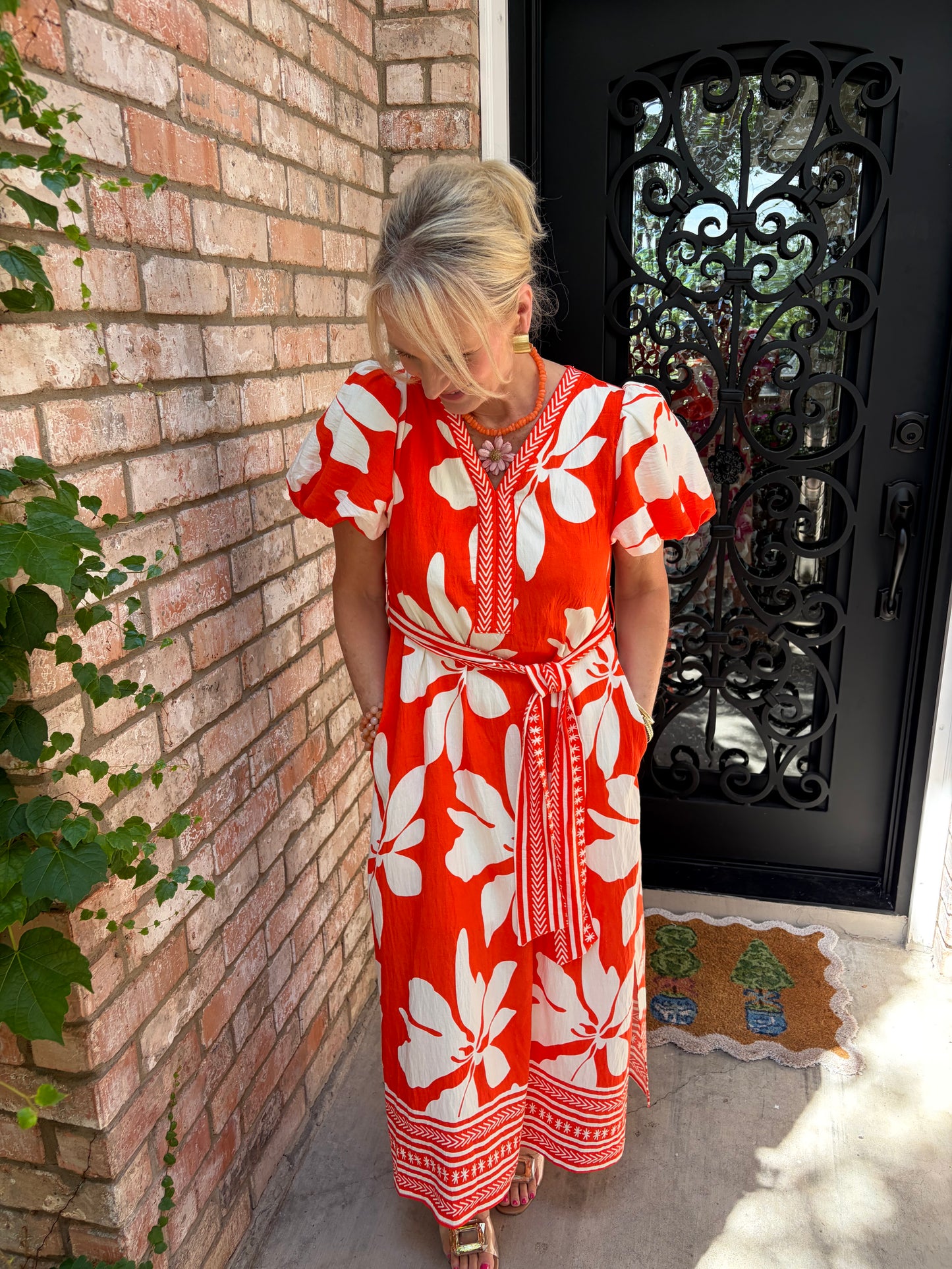 Orange Grove Midi Dress
