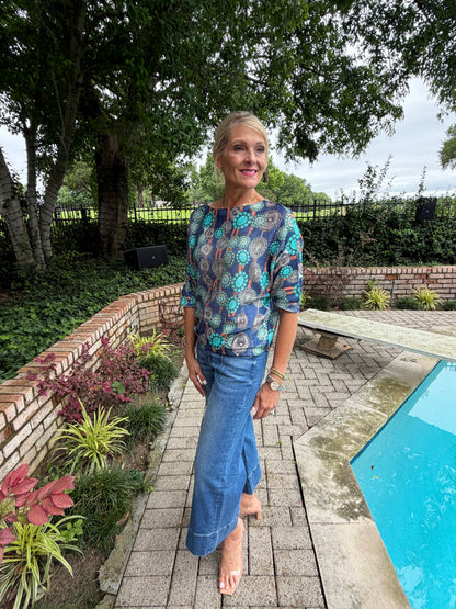 Navy Concho-Italian Knit