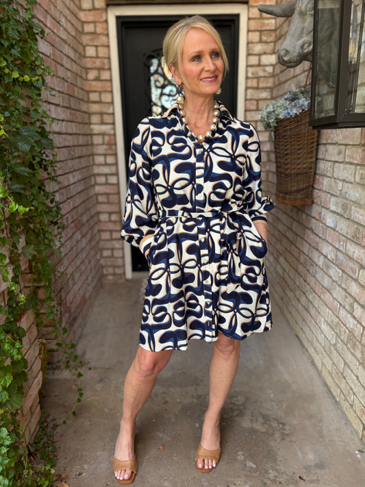 Sophia Navy Swirl Dress