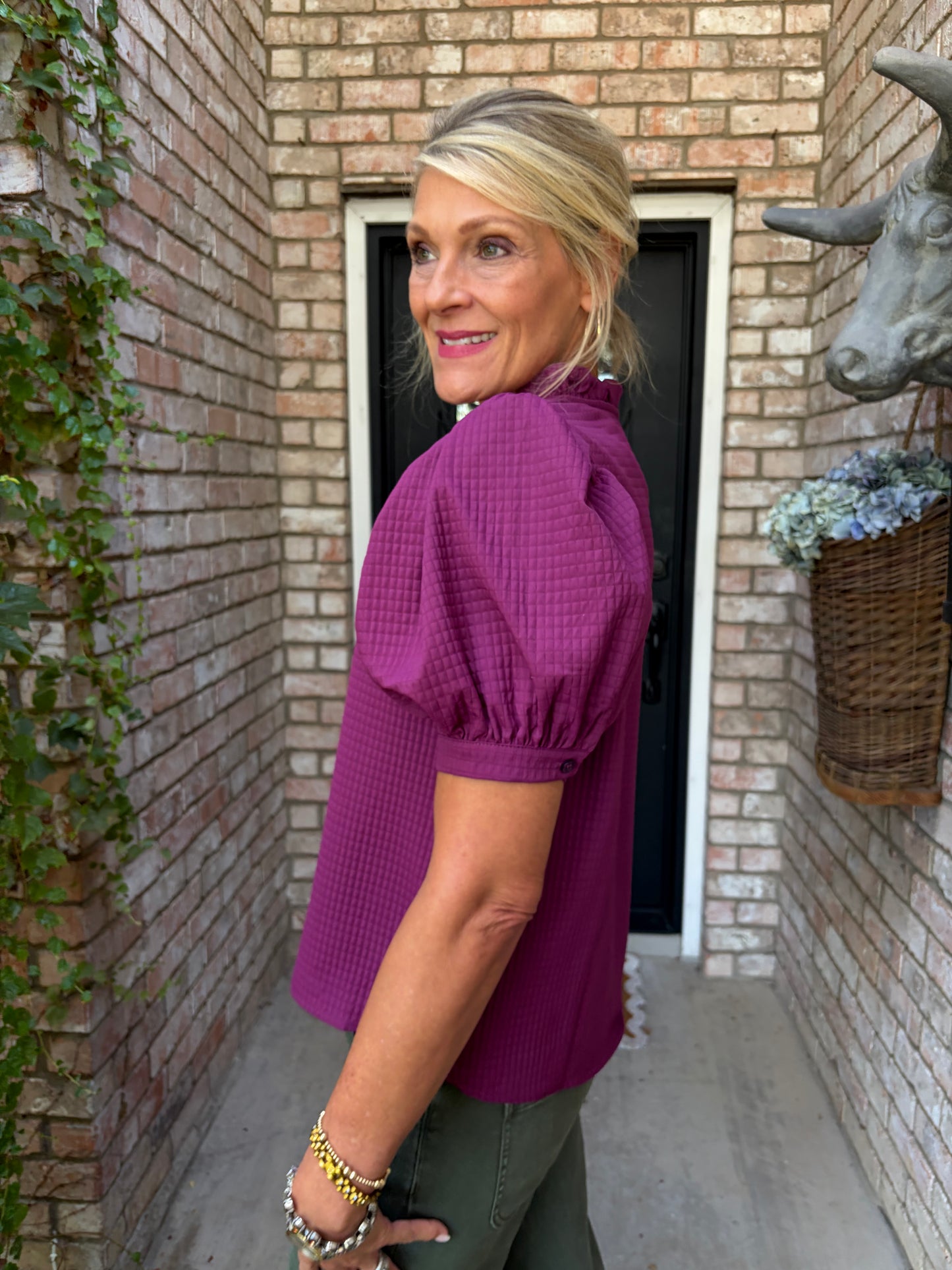 Pam Plum Puff Sleeve Blouse