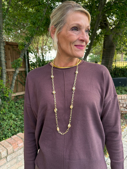 Elegant Faceted Long Necklace
