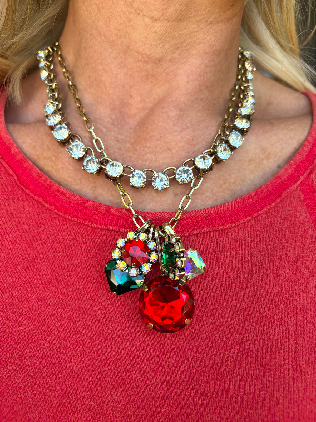 Charmed Necklace- Red, Green and White
