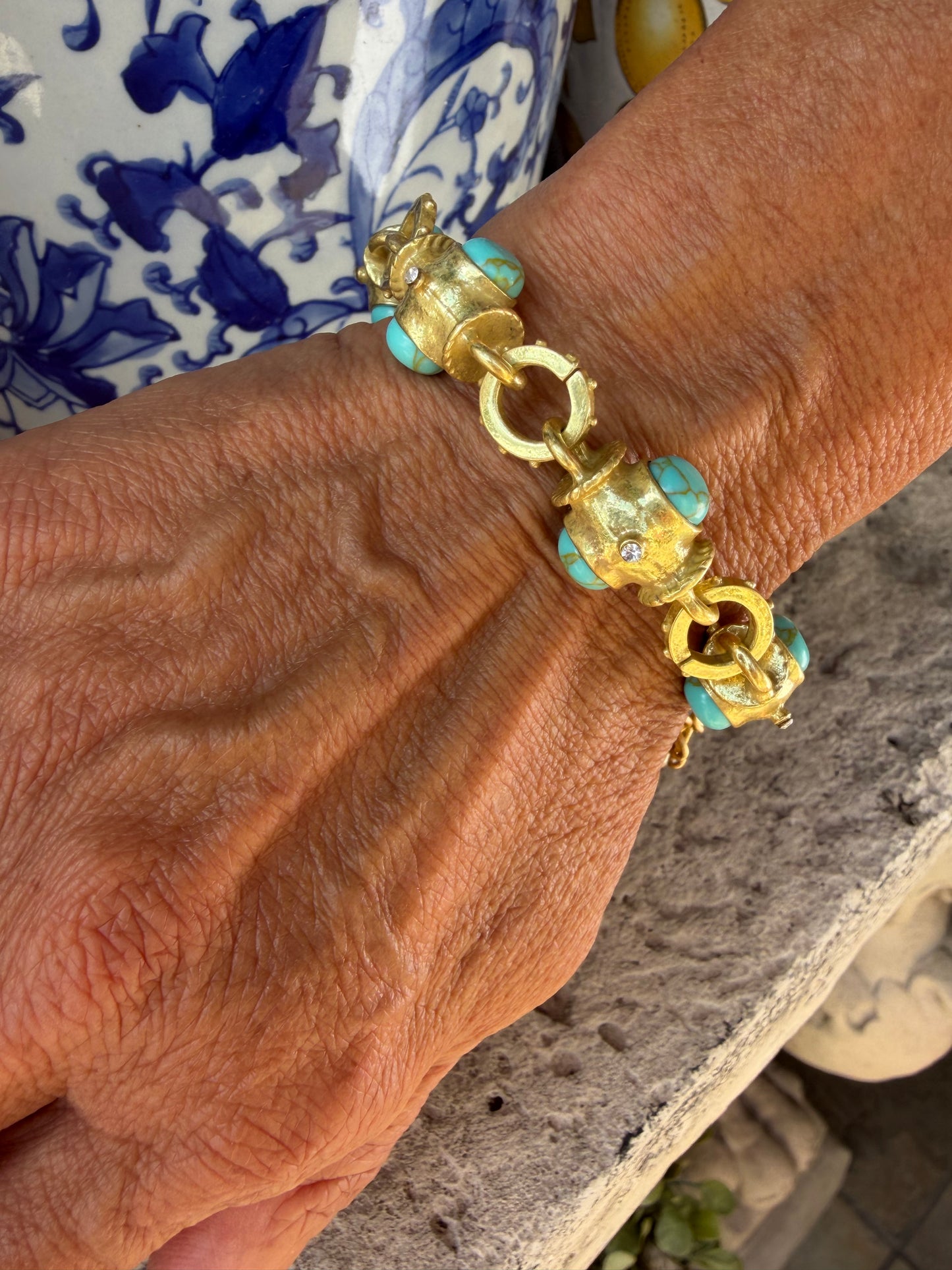 Vintage Style Turquoise Gold Bracelet