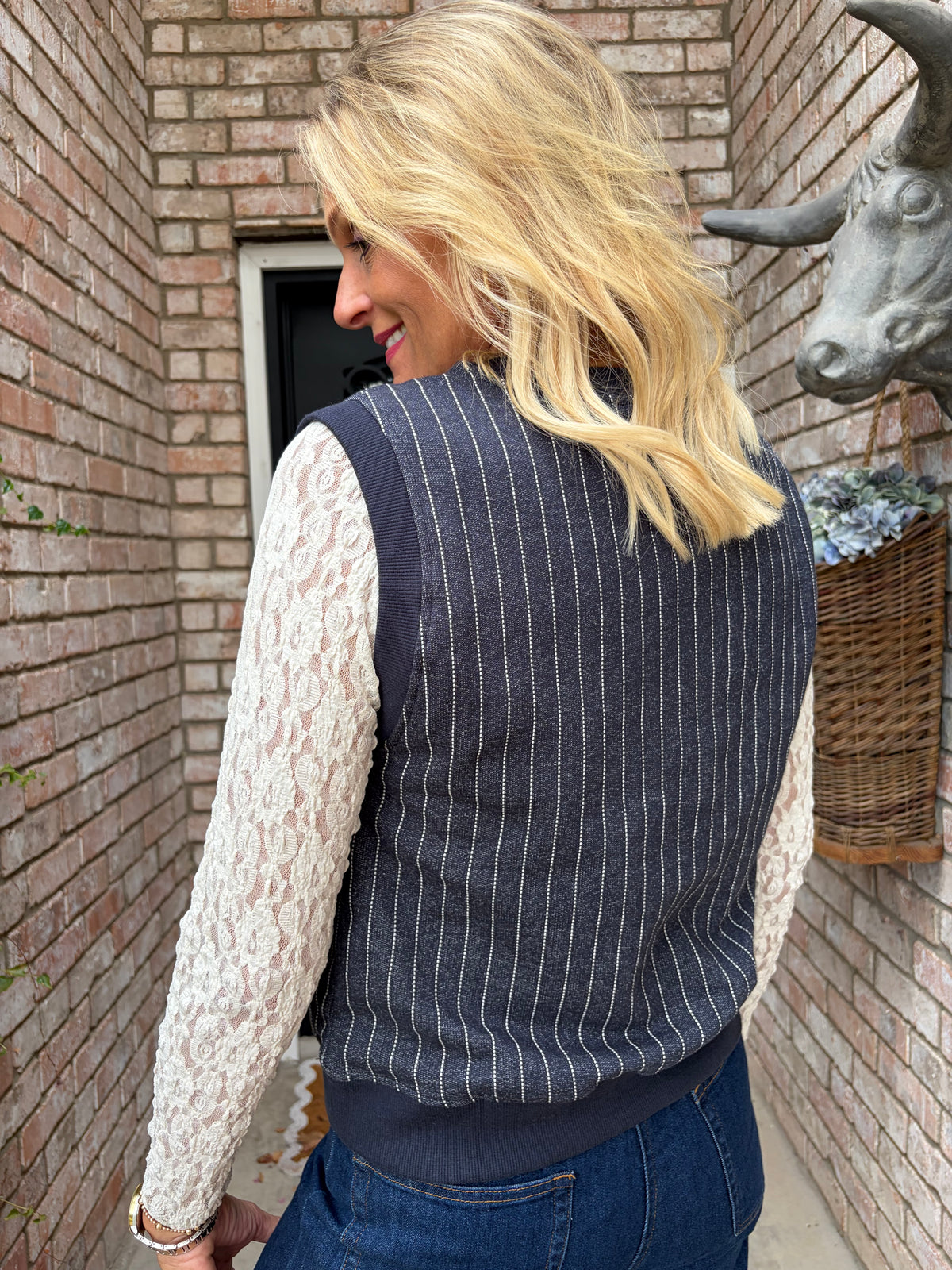 Vivian Navy Striped Vest