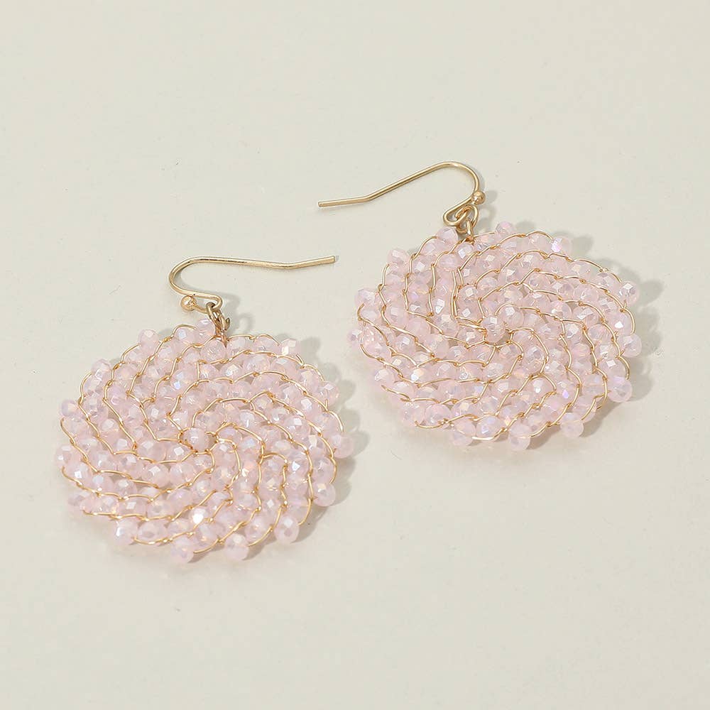 Beaded Dangle Earrings-Soft Pink