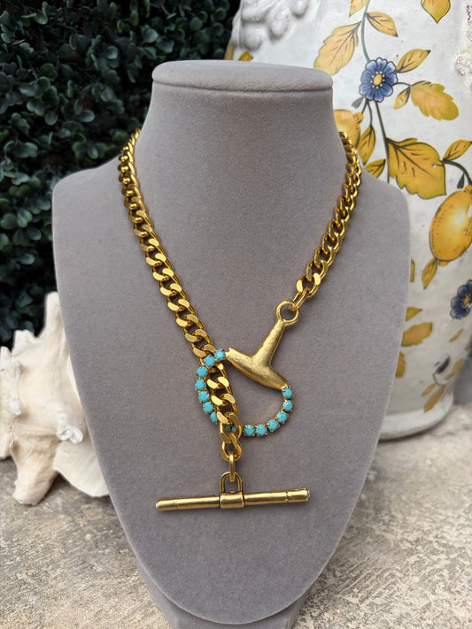 Turquoise Horsebit Lariat Necklace
