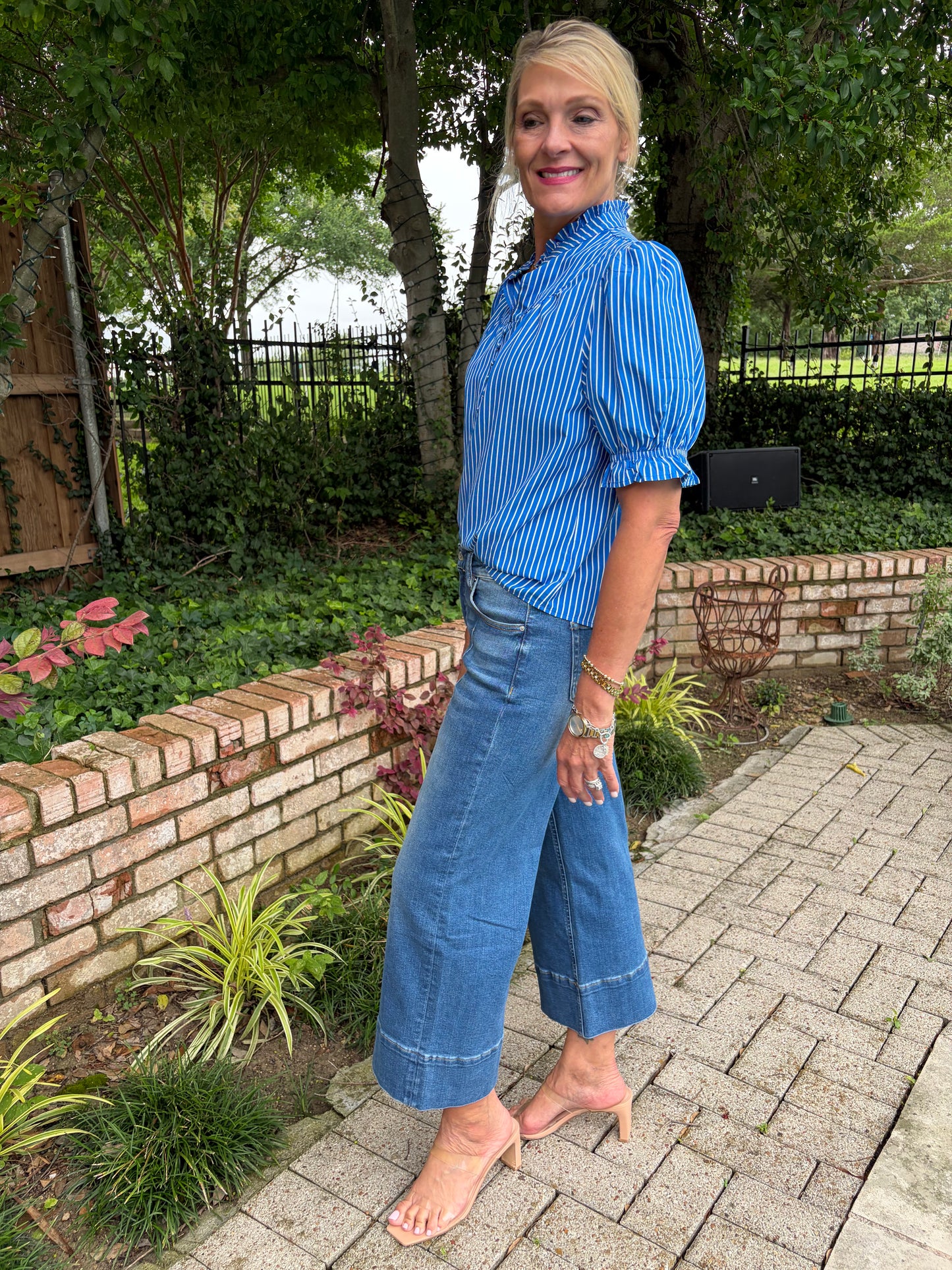 FT. Worth Blue and White Striped Blouse