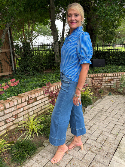 FT. Worth Blue and White Striped Blouse