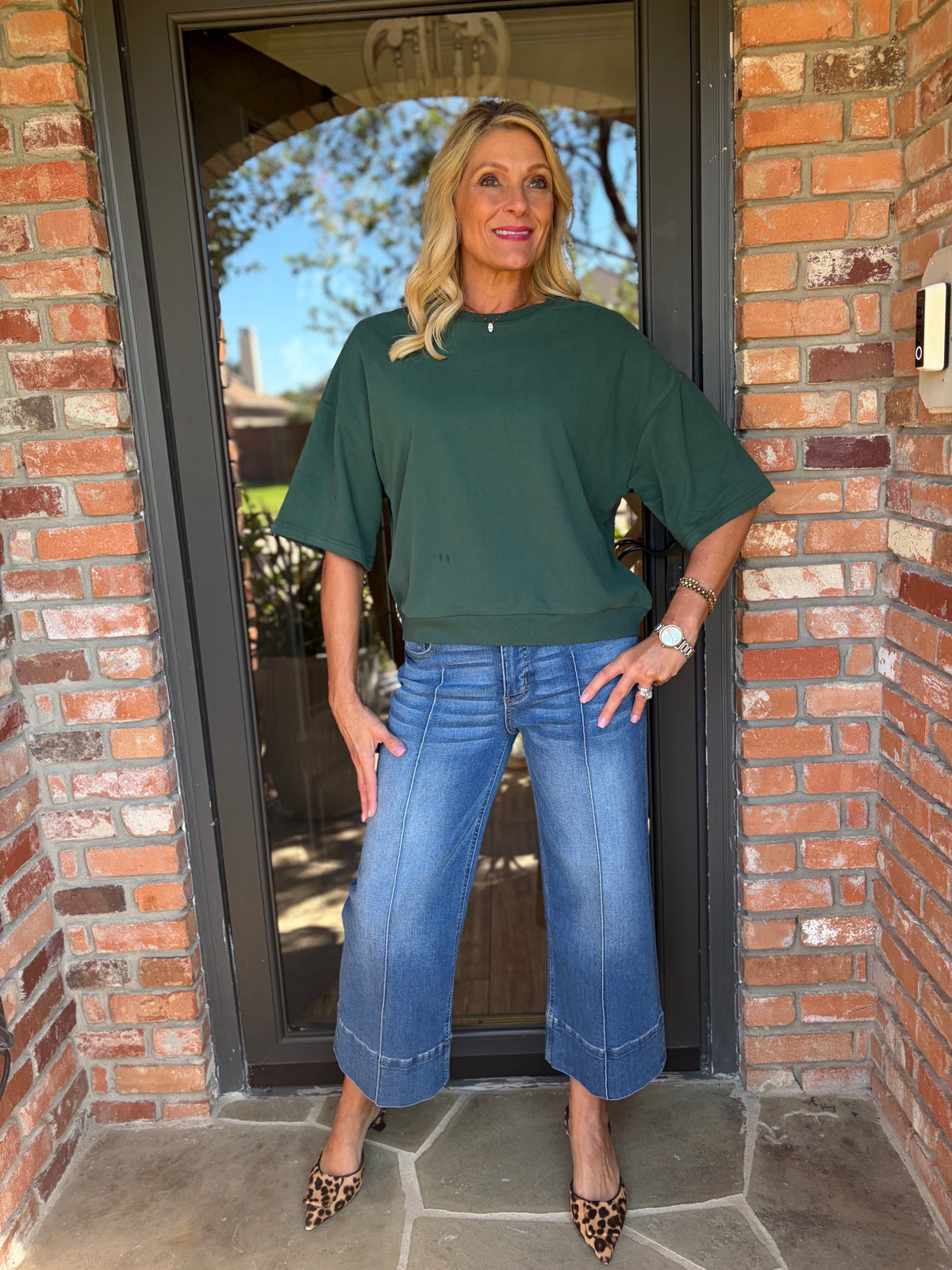 Going Casual Top- Dark Green